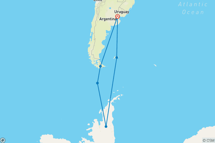 Map of Antarctica and Falklands Expedition | Southbound