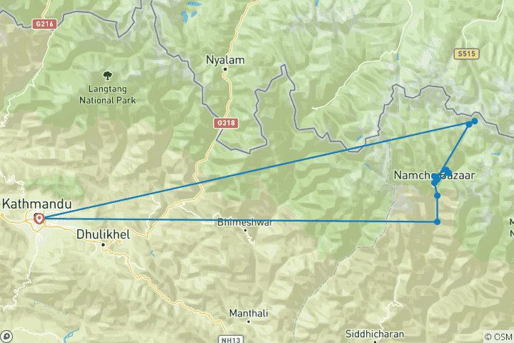 Mapa de Campamento base de lujo en el Everest