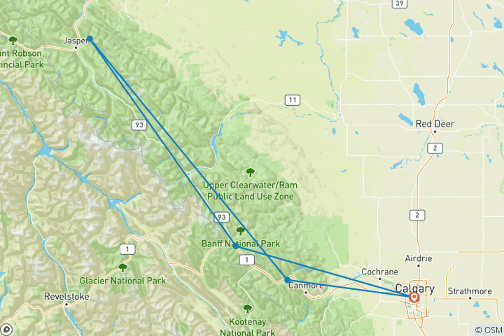 Carte du circuit Les grands hôtels des Rocheuses canadiennes