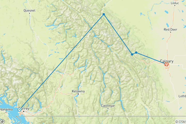 Carte du circuit Vancouver et les Rocheuses canadiennes : Escapade hivernale de luxe