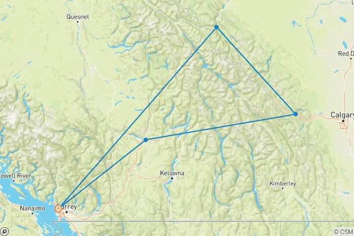 Carte du circuit Circuit du grand cercle ferroviaire de l'Ouest canadien