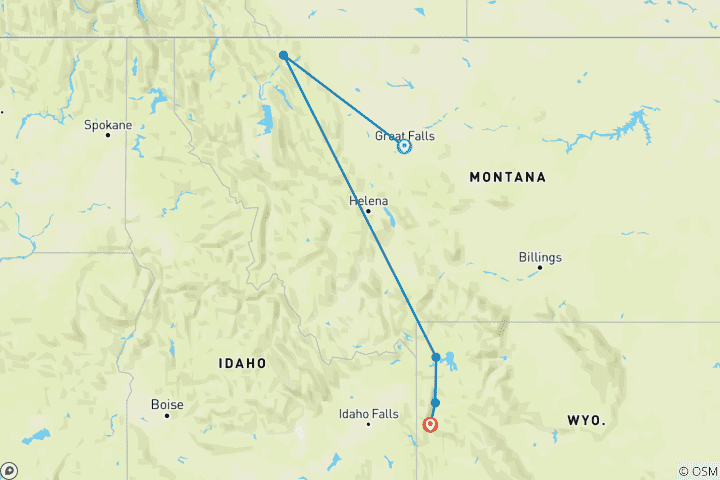 Carte du circuit Promenades dans le parc national de Yellowstone