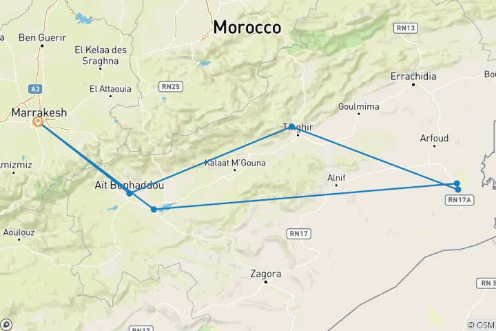 Map of MARRAKECH to MARRAKECH (8 days) Marrakech and Saha