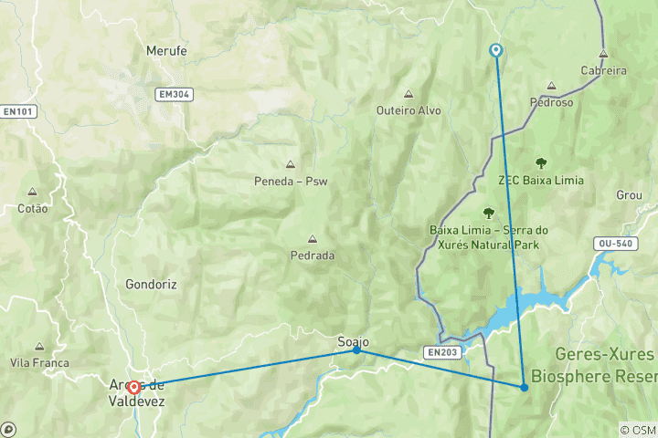 Map of Peneda Gerês National Park self-guided hike tour