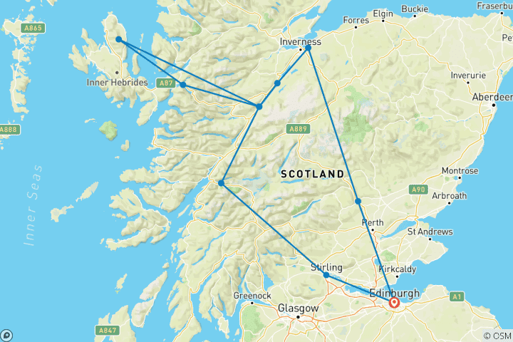 Map of Loch Ness & Isle of Skye