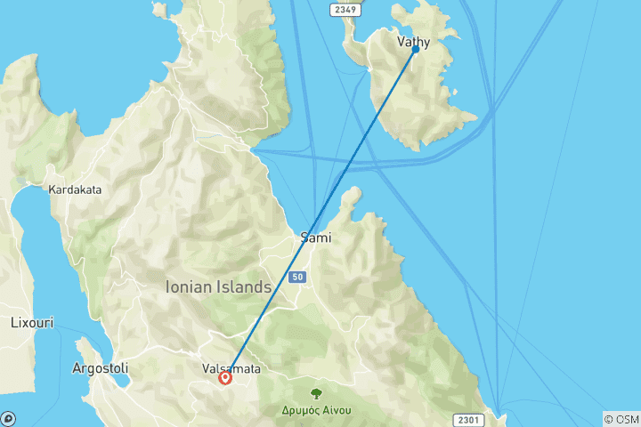 Mapa de 5 días en Cefalonia e Ítaca.