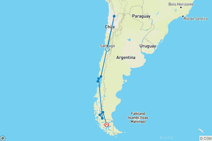 Carte du circuit Le Chili authentique