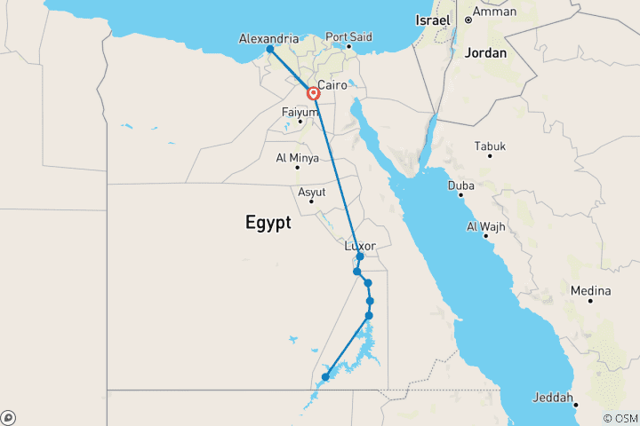 Map of Nile Adventure Odyssey - Return Flights Included