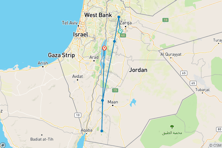 Map of Best of Jordan – 8 Day Tour