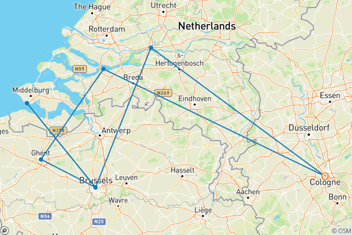 Map of Rhine Experience Netherlands & Belgium 2025