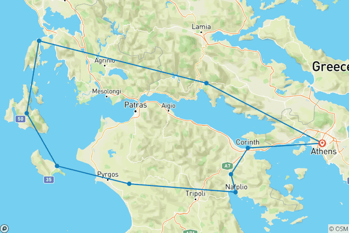 Karte von 10 Tage  zu den Ionischen Inseln (Selbstfahrer)