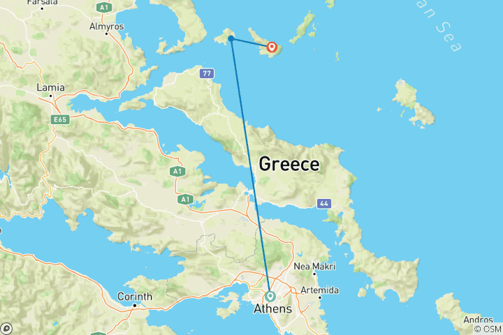 Map of 5 Days in Skiathos and Skopelos.