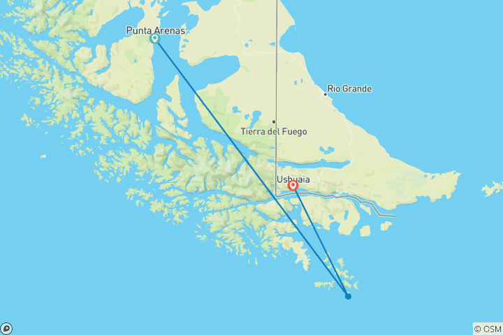Carte du circuit Croisière en Patagonie Punta Arenas - Ushuaia