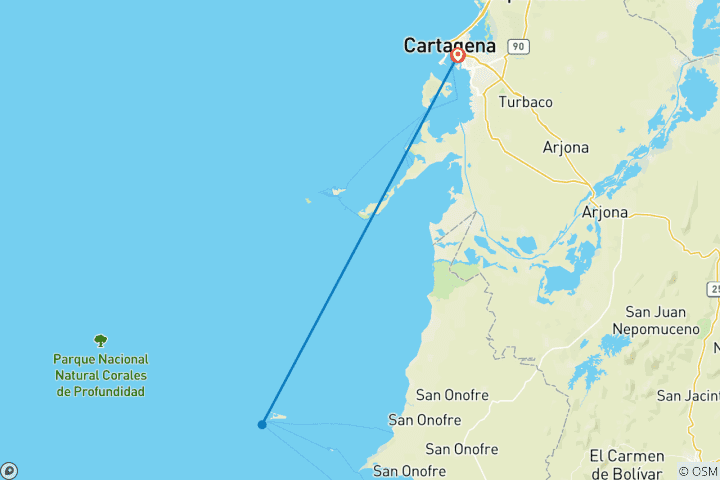 Karte von Kolumbien - Karibikverlängerung Insel Mucura