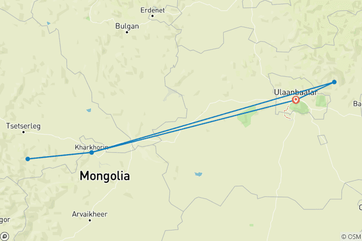 Mapa de Primavera caliente en Mongolia invernal 5D 4N