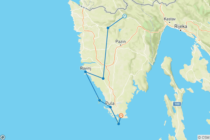 Map of Croatia Trail Running Holidays - Istria