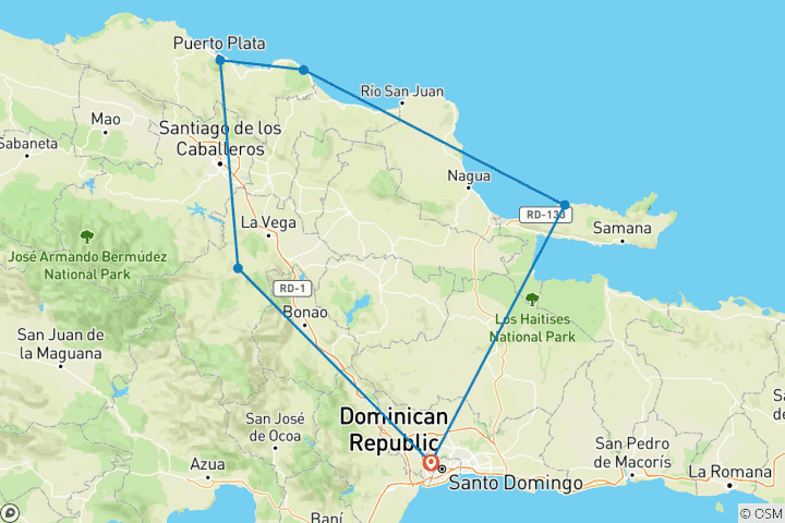 Karte von Dominikanische Republik Familienreise