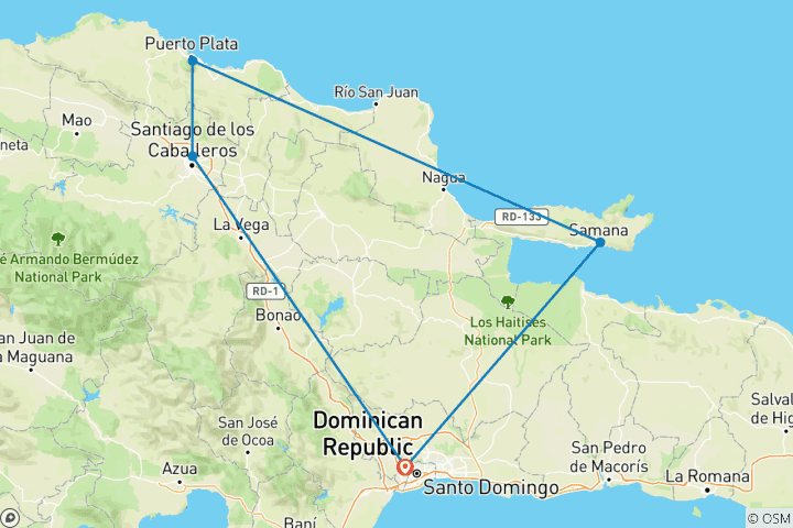 Map of Dominican Republic Private Tour Nature & Culture