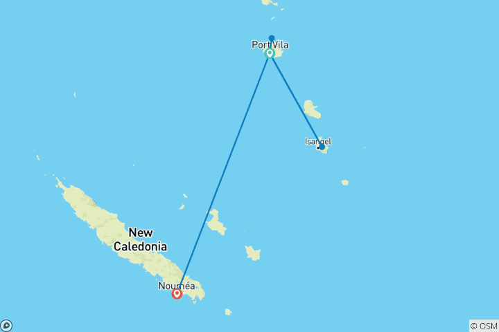 Map of Vanuatu & New Caledonia Adventure