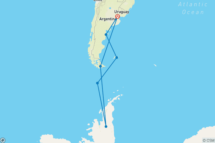 Map of Antarctica & Falklands Expedition | Northbound (2025)