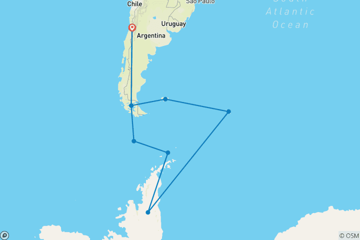 Map of In-Depth Antarctica, Falklands & South Georgia Expedition (2025)