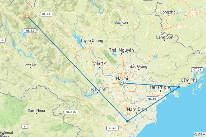 Carte du circuit 10 jours de retraite holistique dans le nord du Vietnam