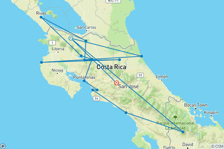 Map of Costa Rica Real 2024