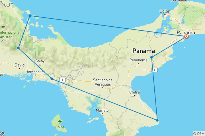 Karte von Panama auf vier Rädern