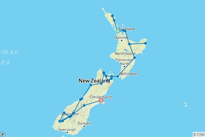 Map of New Zealand Expedition - 23 days