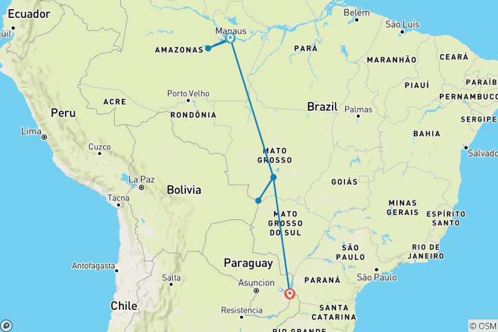 Mapa de Maravillas naturales de Brasil