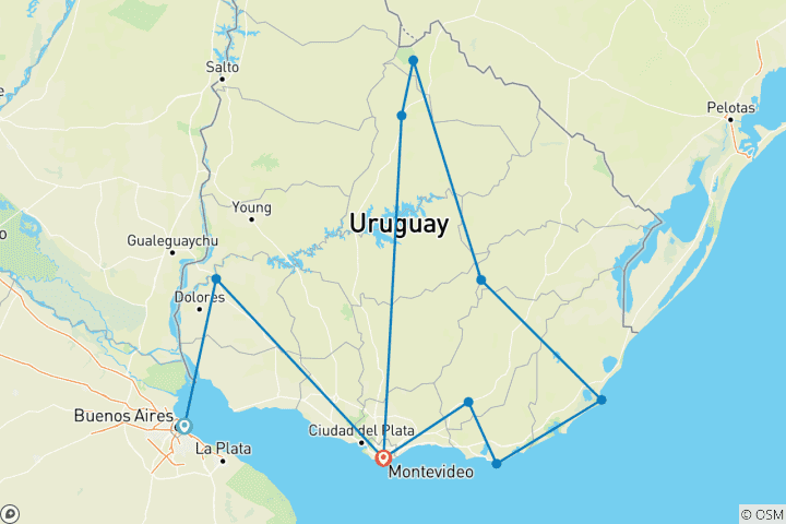 Map of Mietwagenrundreise Uruguay