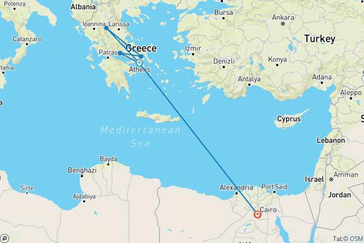 Map of 9 Days Apollo , Greece & Egypt.