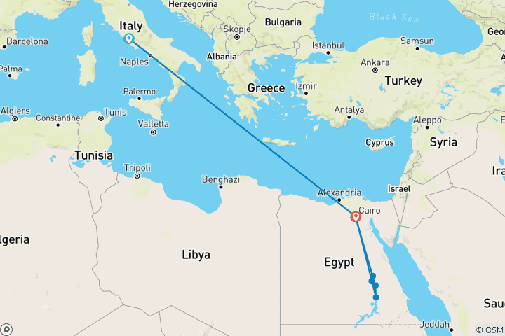 Kaart van 11 dagen Romeinen & Wonderen van Egypte.