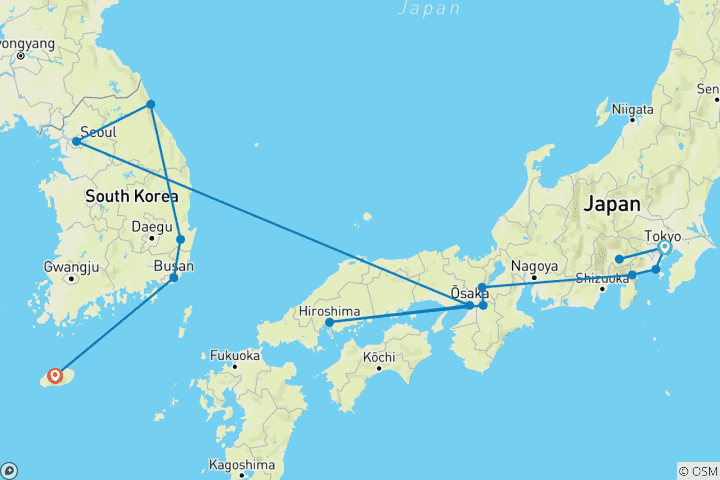 Map of Japan & South Korea in 25-Days