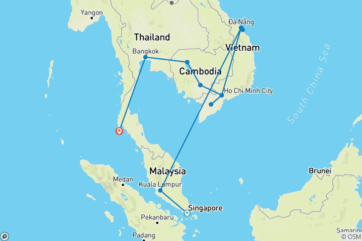 Map of Asian Adventure: Country Hopping through Southeast Asia