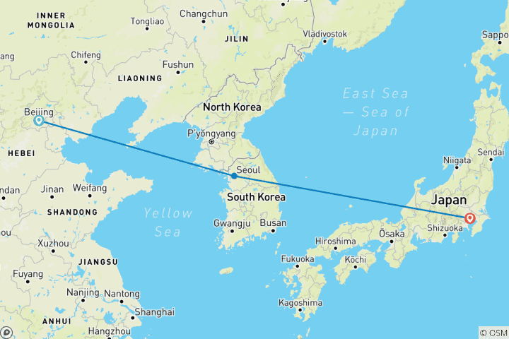 Carte du circuit Chine, Japon & Corée du Sud : city shopping vers les merveilles du monde