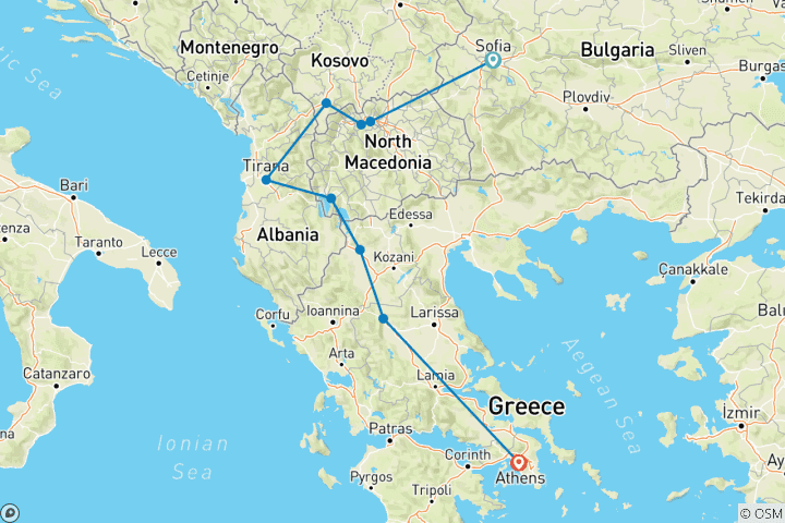 Map of Sofia to Athens: Balkan Treasures & Greek Legends