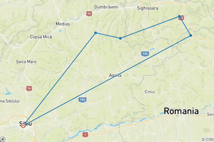 Carte du circuit Randonnée sur la Via Transilvanica en TERRA SAXONUM