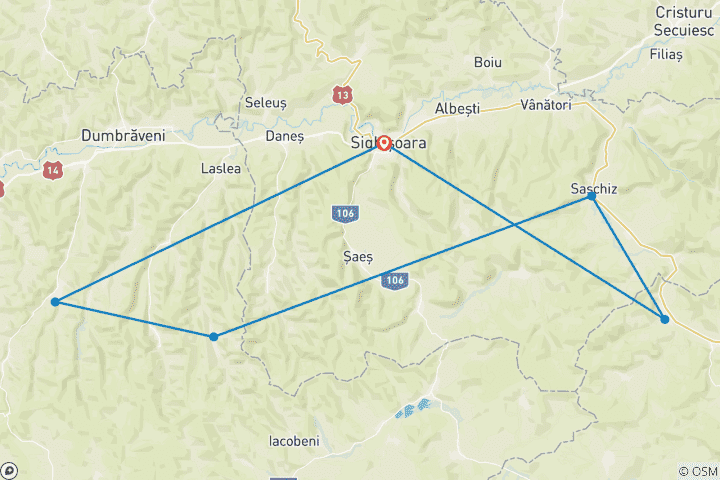 Map of Hiking on the Via Transilvanica in TERRA SAXONUM