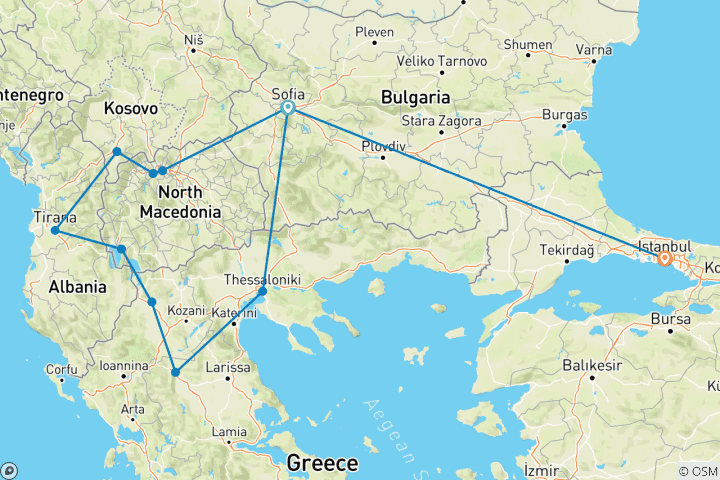 Carte du circuit Sofia - Istanbul Grand Voyage vol inclus - Circuit en petit groupe