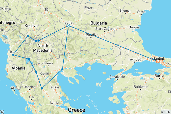 Mapa de Vuelo de Sofía a Estambul Gran Viaje incluido