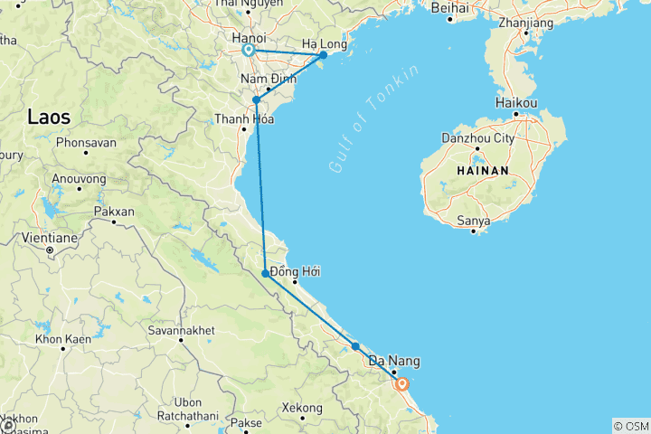 Karte von Vietnam: Rucksackreise im Norden 15 Tage