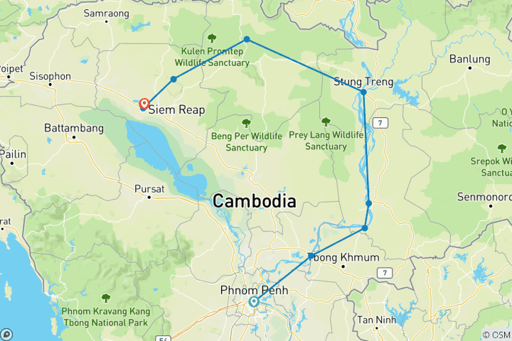 Mapa de Ciclismo por el Mekong, senderismo, kayak y vida fluvial