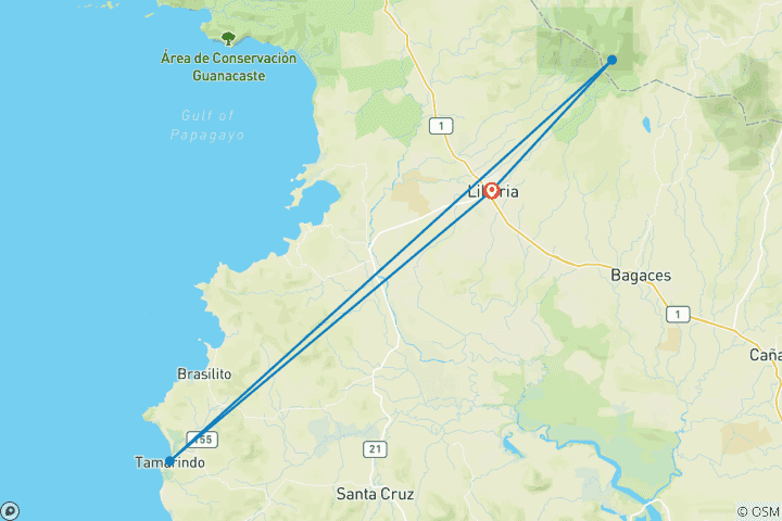 Carte du circuit Escapade au Costa Rica
