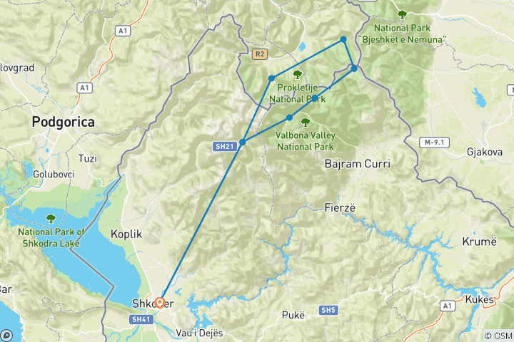 Carte du circuit Circuit des sommets des Balkans en 10 jours - Itinéraire classique