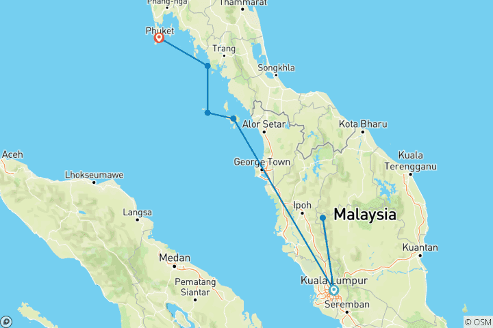 Map of Malaysia Meets Thailand: Hidden Islands & City Vibes