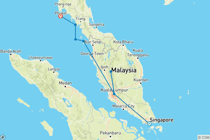 Map of Malaysia, Thailand & Singapore: Island Hopping for a City stay