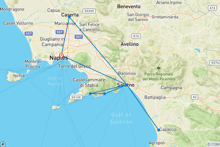 Carte du circuit Mini-circuit de la Campanie - Les joyaux de la côte