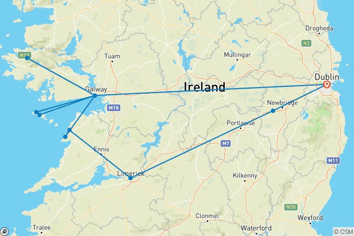 Map of Cliffs of Moher, Connemara & Aran Islands Travel West by Train