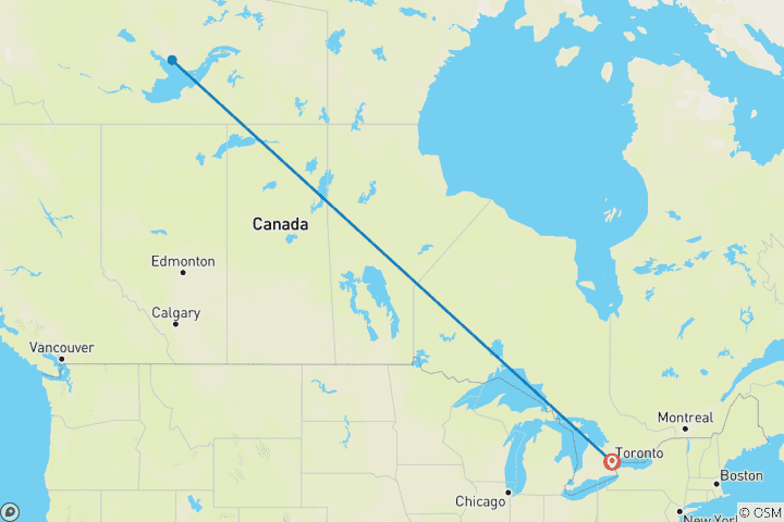 Carte du circuit Explorer Yellowknife : La culture le jour, les aurores boréales la nuit, depuis Toronto